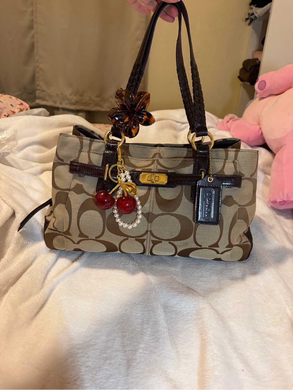 Coach Brown Chelsea Jayden Carryall with Dark Brown Trim
